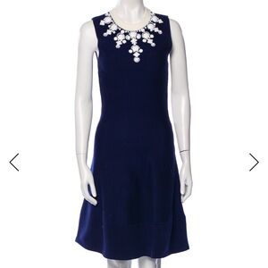 kate spade Navy Dress with White Embellished Neckline